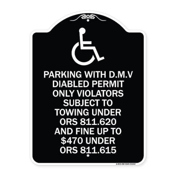 Signmission Parking with D.M.V Disabled Permit Only Violators Subject to Towing Under Ors 811.620, BW-1824-23342 A-DES-BW-1824-23342 - main
